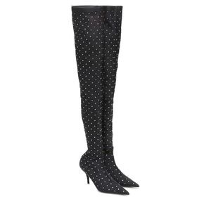 Balenciaga Shoes Balenciaga Black Satin Crystal Thigh High